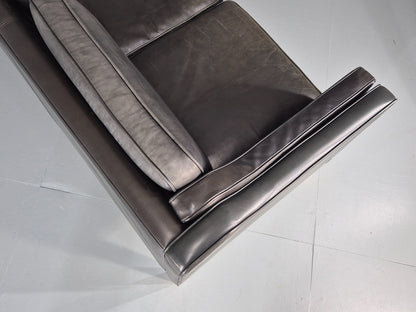 Vintage 3 Seat Sofa Danish Hurup Black Leather Retro MCM 1980s EB10472 M3SS17