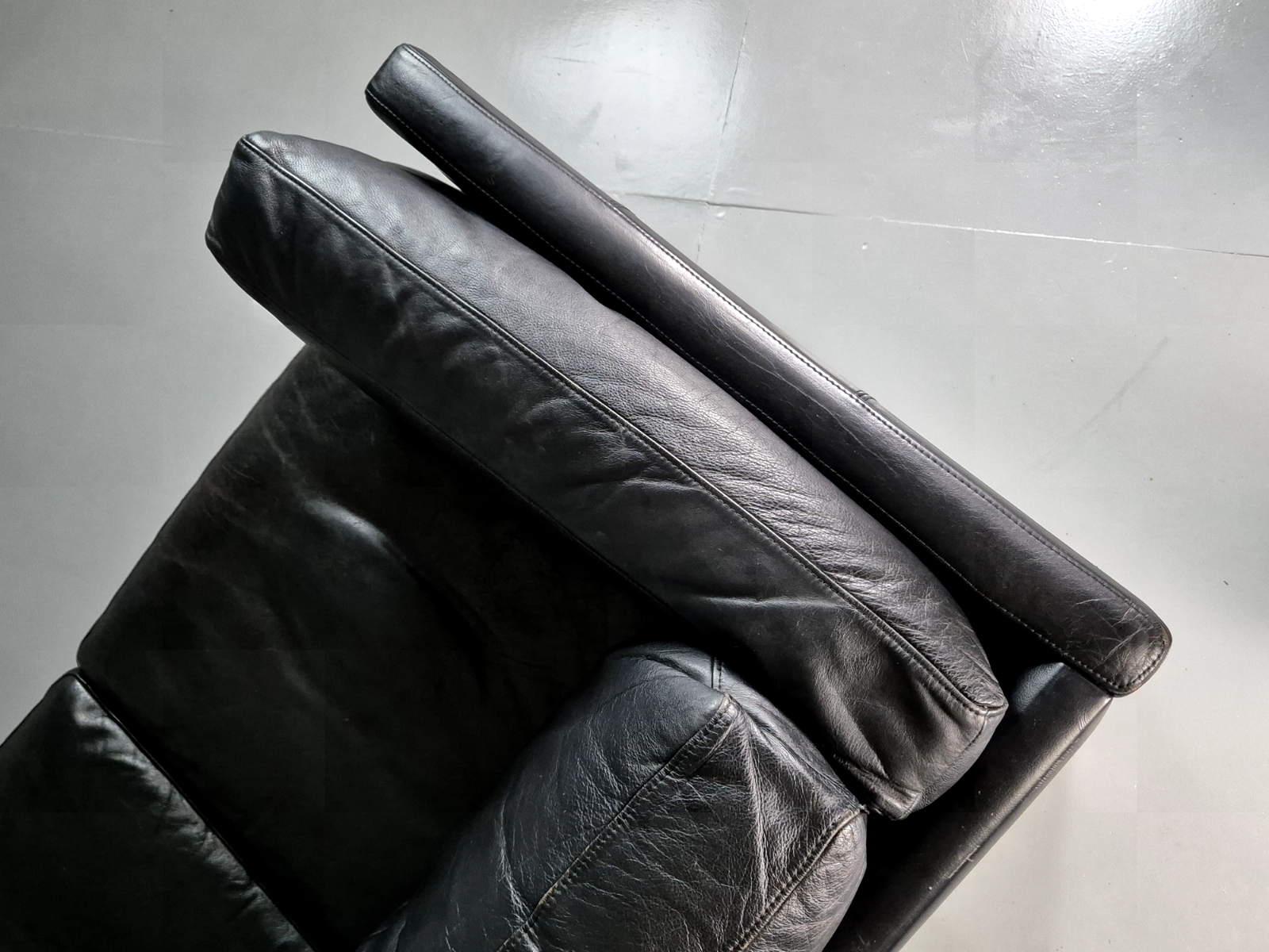 Vintage Danish 2 Seat Sofa Black Leather 1980s Retro MCM EB7162 M2SS - UKDK FURNITURE