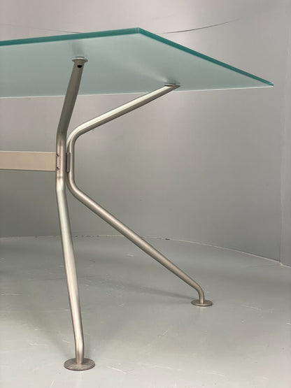 Italian Glass Dining Table Calligaris 'Play' Modern Steel Frame EB11542 MWOO9