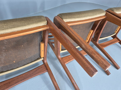 4 Vintage G Plan Dining Chairs Teak Ladder Back Frames Green Retro EB11836 MDIN12