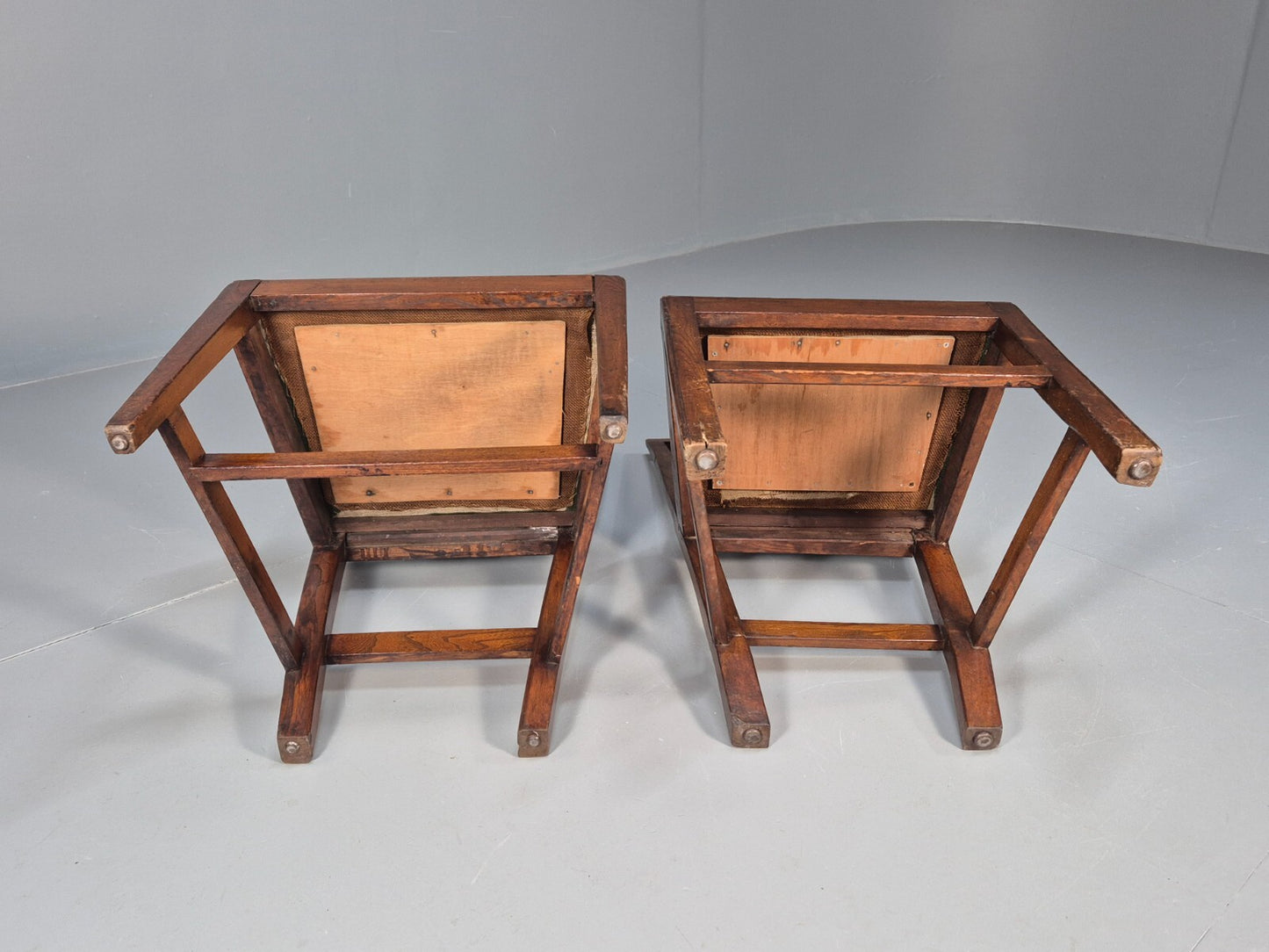 2 Vintage Oak Dining Chairs Green Floral Georgian Style Antique EB9084 VDIN - UKDK FURNITURE
