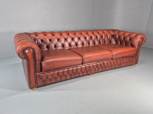 3 Seater Chesterfield Sofa Red Leather Studded Vintage EB10925 VCHE0