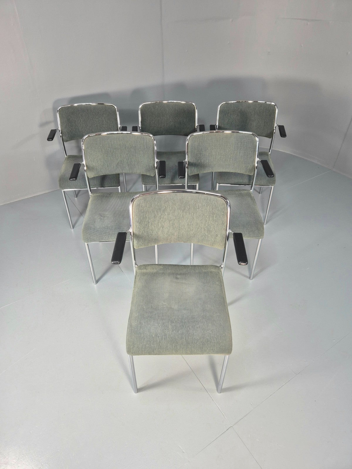 6 1980s Retro Stacking Chairs Chrome Frame Swedish Design Retro MCM EB10606 MSTA1