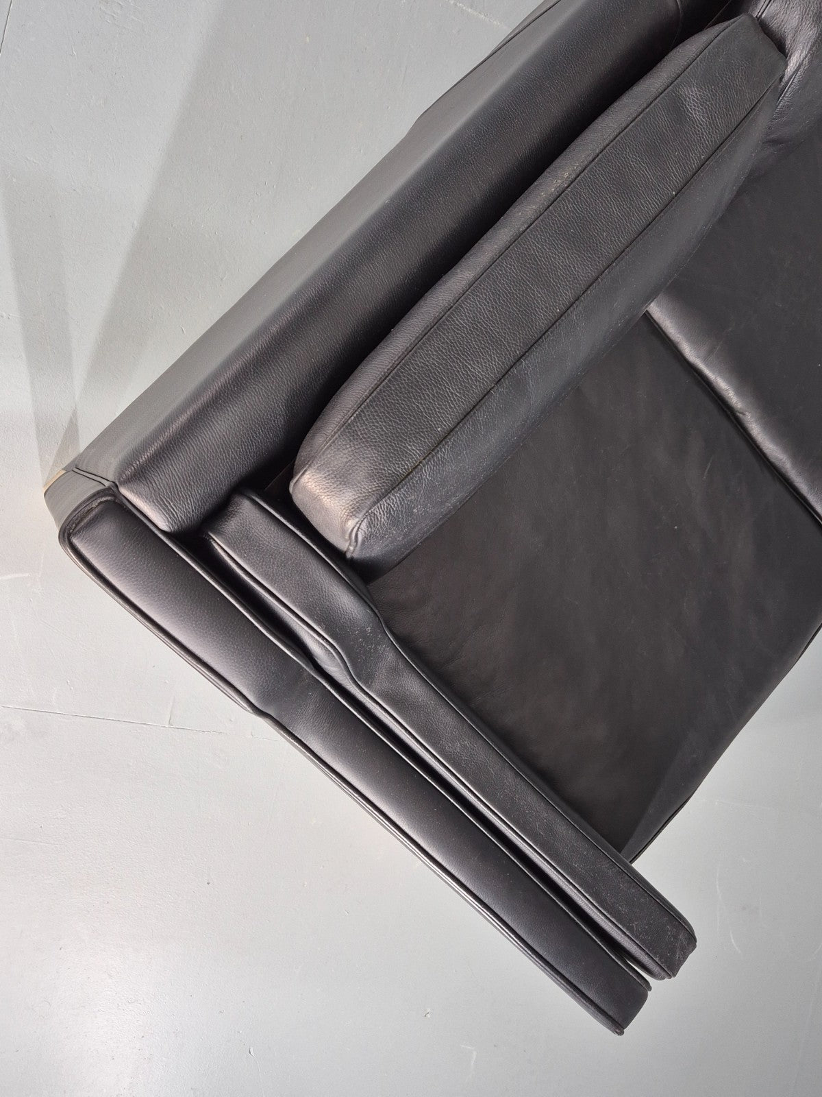 Vintage 3 Seat Sofa Danish Black Leather Mid Century Retro 1980s EB10476 M3SS17