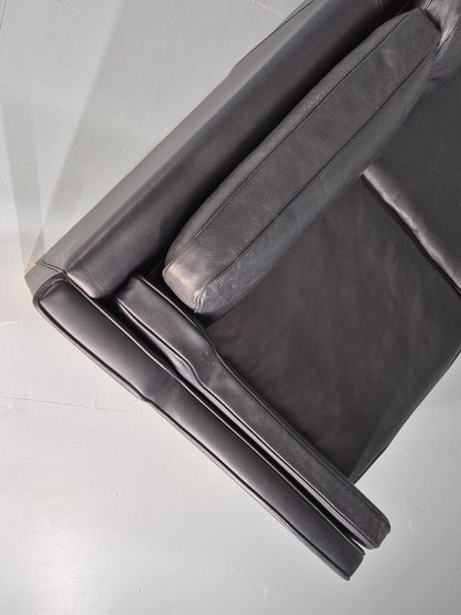 Vintage 3 Seat Sofa Danish Black Leather Mid Century Retro 1980s EB10476 M3SS17