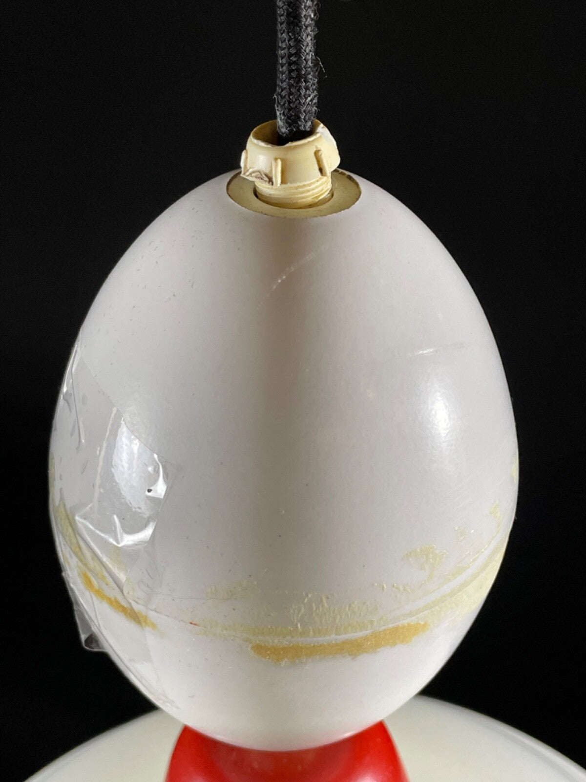 Danish Opaline Pendant Light Glass with Red and White Plastic Retro EB5096 LCLC10