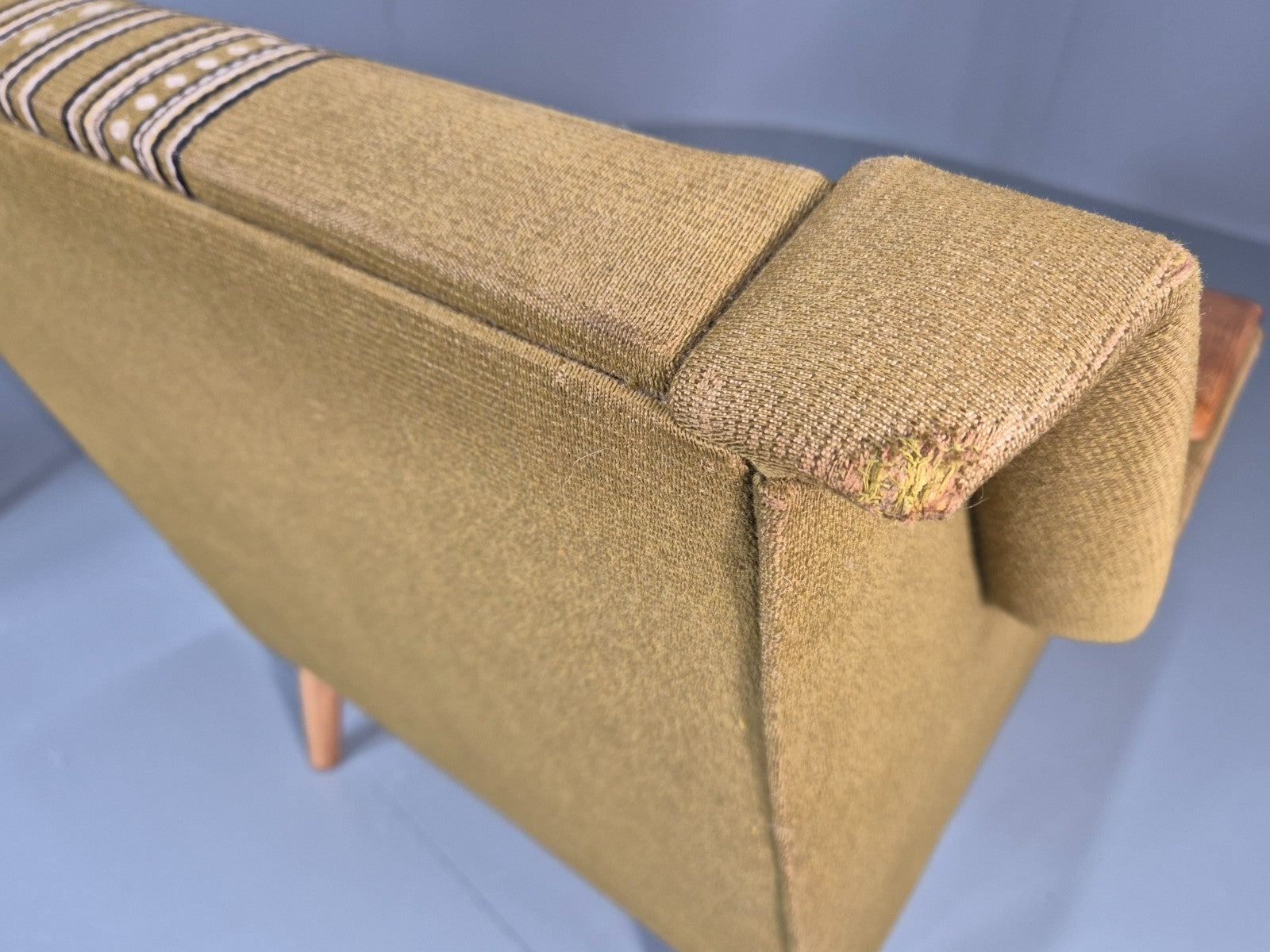 2 1970s Danish Lounge Chairs Green Wool Oak Details Retro Quality EB11408 MNOR10