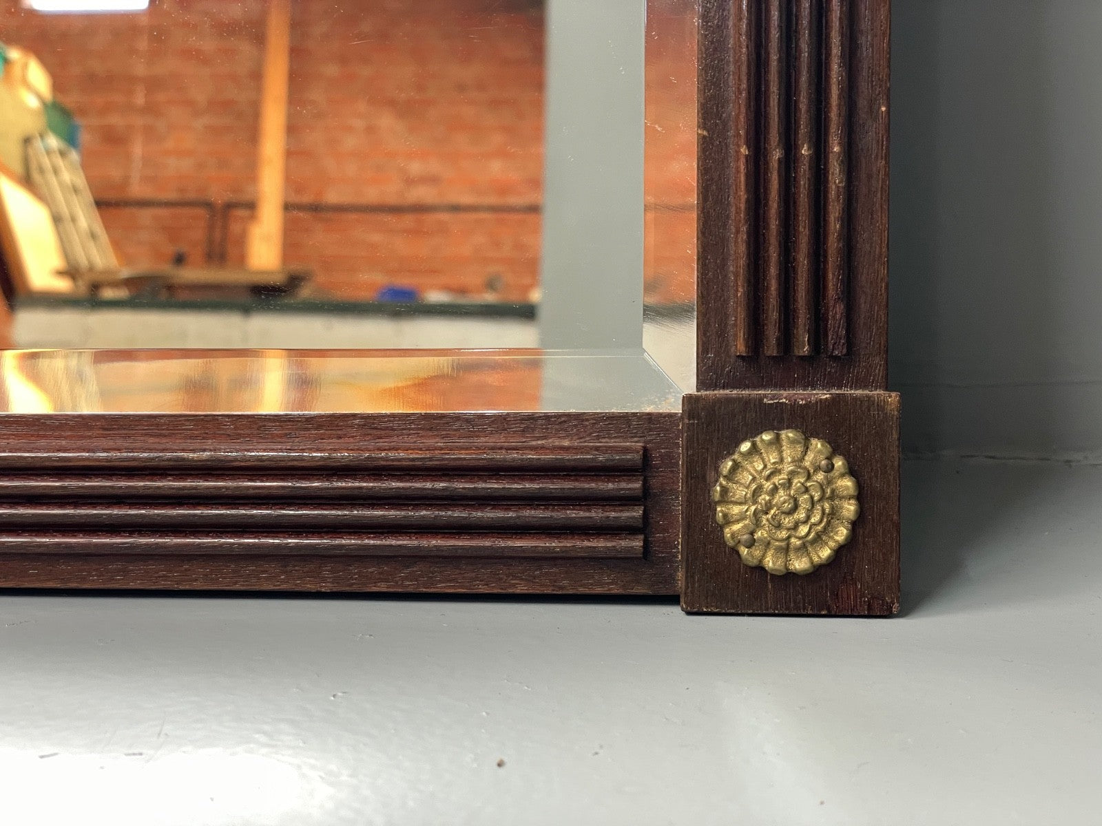 Vintage Mahogany Wall Mirror Regency Style Brass Detailing EB11052 MWOO8