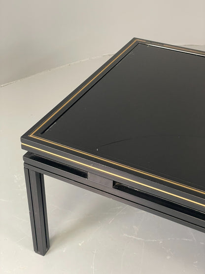 Vintage 1970s Coffee Table Pierre Vandel Black Gold Glass 1970s EB11812 MWOO6