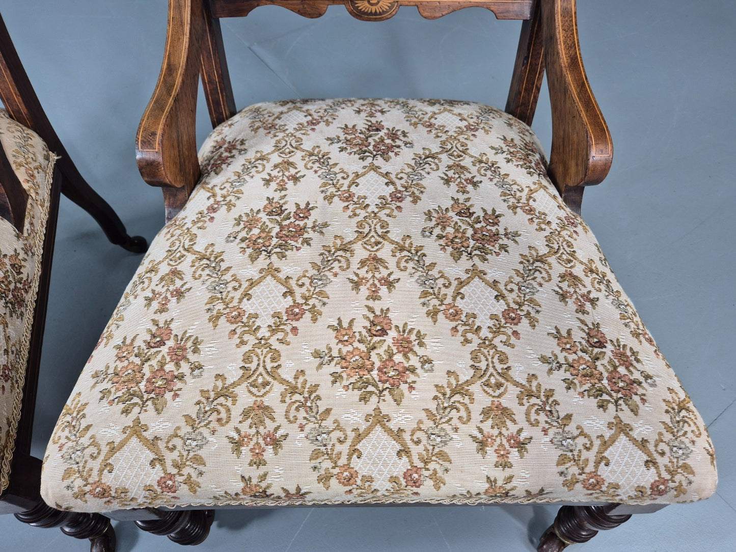 2 Antique Lounge Chairs Regency Revival Style Victorian Rosewood  EB10988 VCLO14