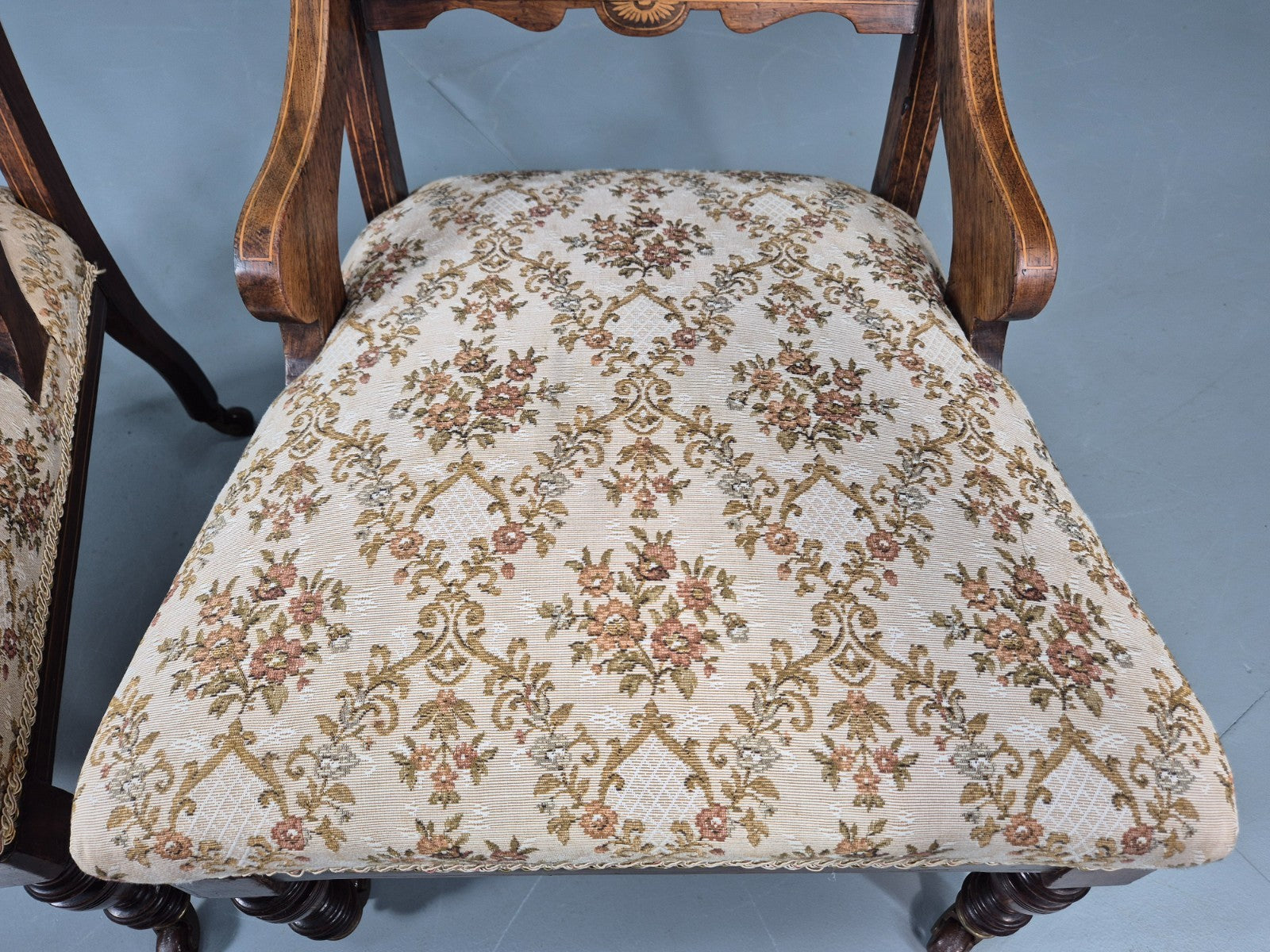 2 Antique Lounge Chairs Regency Revival Style Victorian Rosewood  EB10988 VCLO14