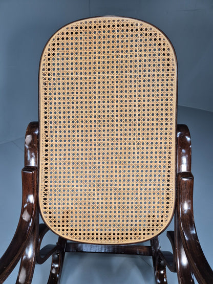 Vintage Rocking Chair Rattan and Bentwood Thonet Style 1970s Retro EB8945 VBER18