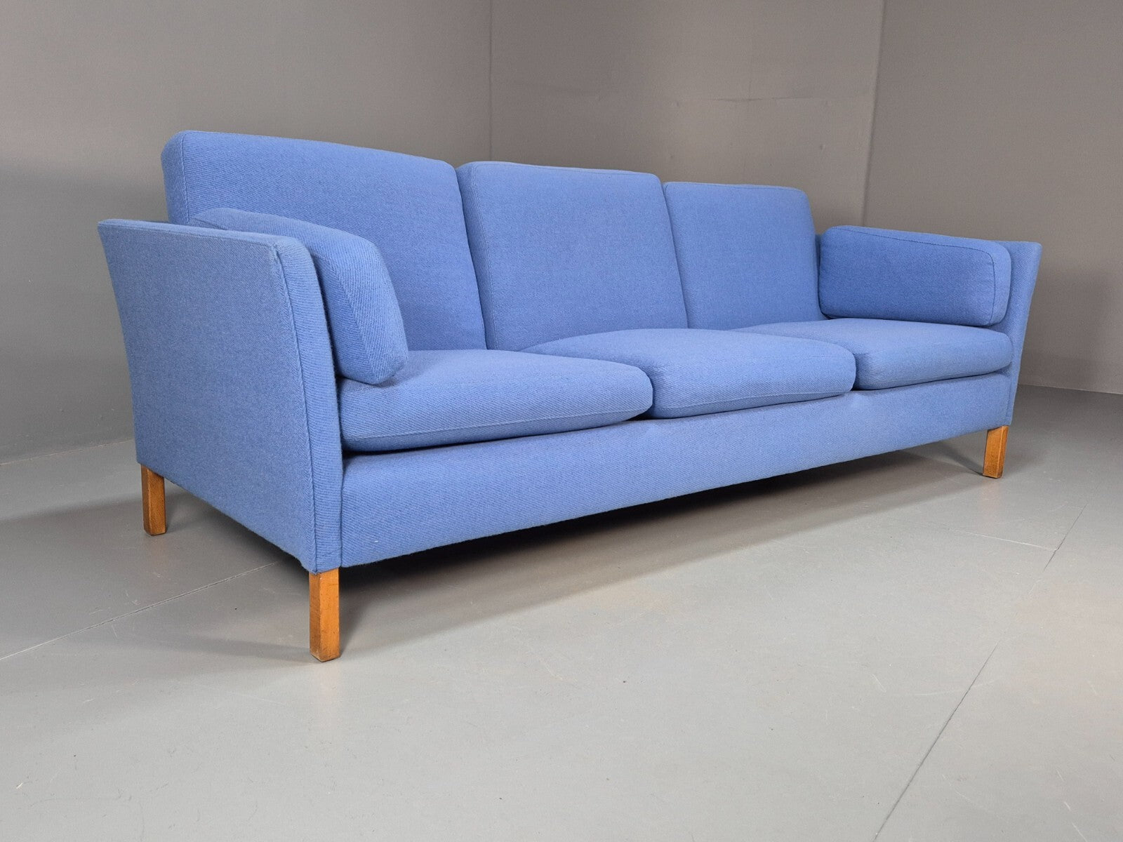 Vintage Danish 1980s Blue Wool 3 seat Sofa Mid Century Modern Retro EB9569 M3SS - UKDK FURNITURE