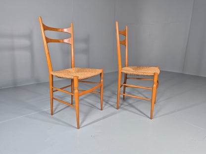 2 1950s Italian Wanut Dining Chairs Chiavari Mid Century Modern EB11781 MDIN4