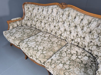Vintage Danish Rococo Revival Floral upholstered 3 Seat Sofa EB9631 V3SS - UKDK FURNITURE