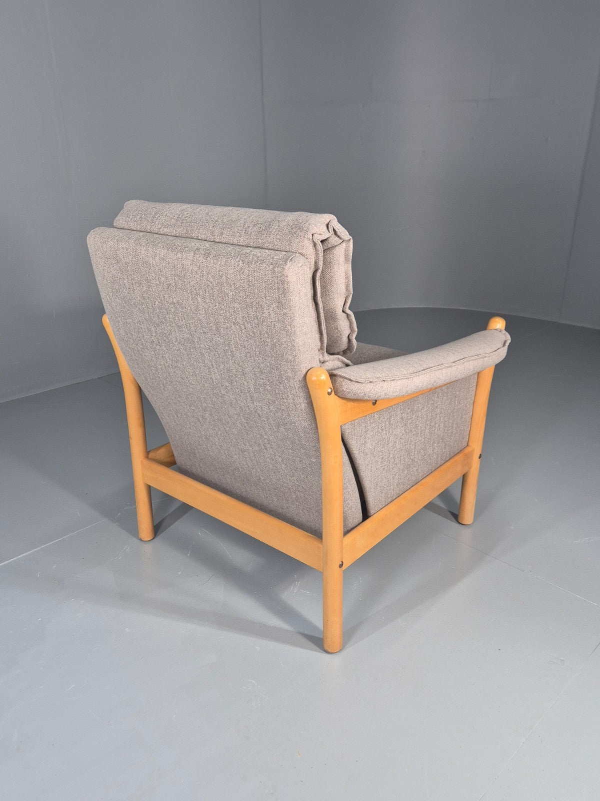 Vintage Lounge Chair Mid Century Danish Beech Frame New Upholstery EB11314 MNOR15