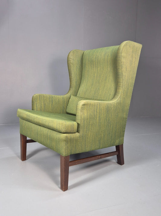Vintage Danish Wing Back Lounge Chair 1960s Green Mid Century Retro EB9652 MNOR - UKDK FURNITURE