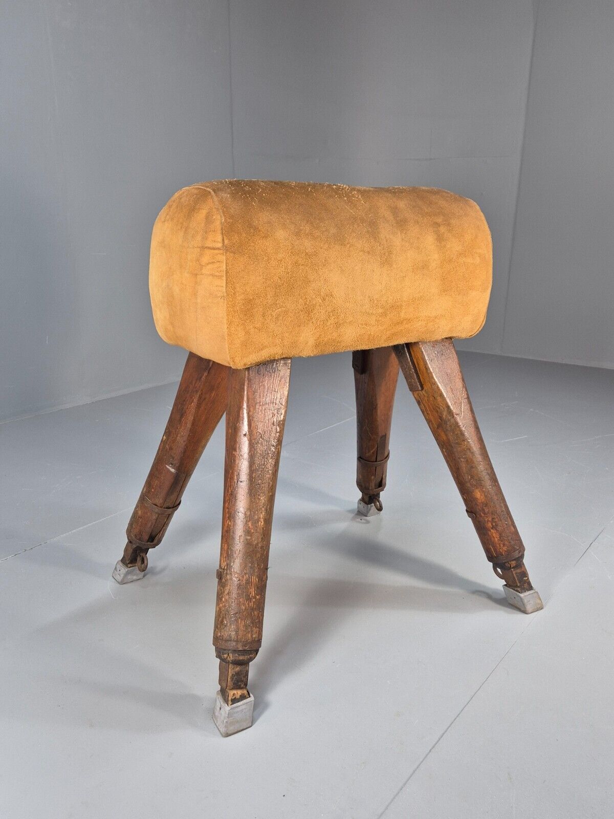Vintage Pommel Horse 1950s Suede Pine Industrial Retro EB8863 VWOO - UKDK FURNITURE