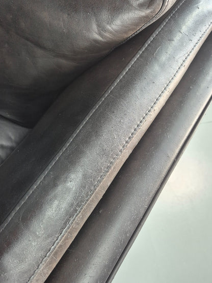 Vintage 2 Seater Sofa Black Leather Danish Retro Mid Century EB10477 M2SS15