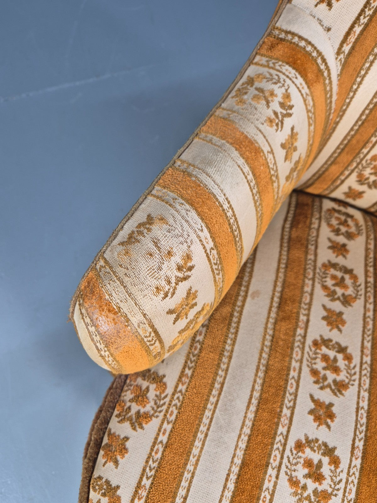 Retro Tub Lounge Chair Vintage Denmark 1960s Orange and Cream  EB10735 VCLO4