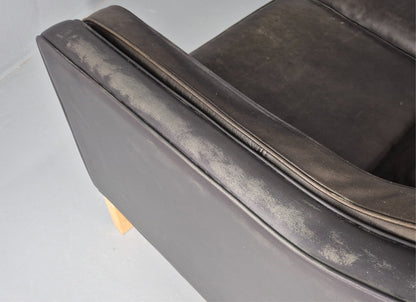 Vintage 3 Seat Sofa Danish Hurup Black Leather Retro MCM 1980s EB10472 M3SS21