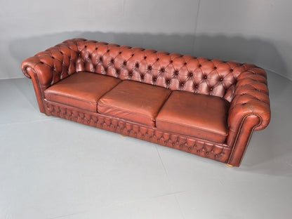 Three Seater Red Leather Chesterfield Quality Version Retro EB11031 VCHE6