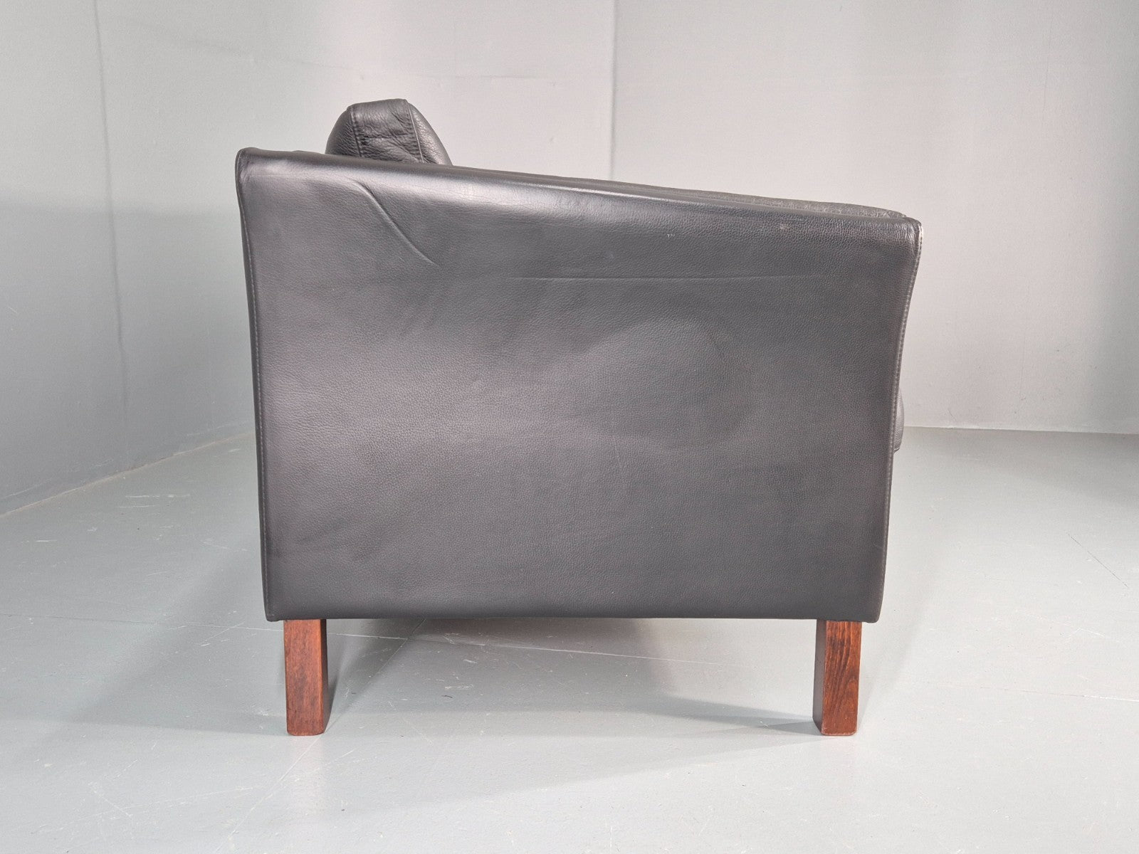 Vintage 3 Seat Sofa Danish Black Leather Mid Century Retro Design EB10481 M3SS12