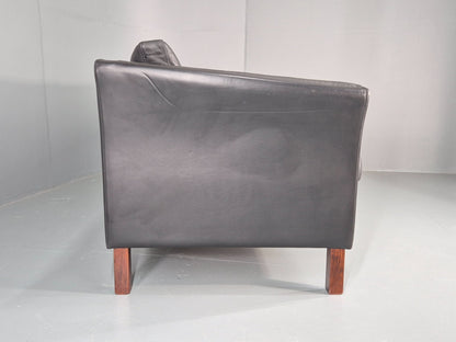 Vintage 3 Seat Sofa Danish Black Leather Mid Century Retro Design EB10481 M3SS12