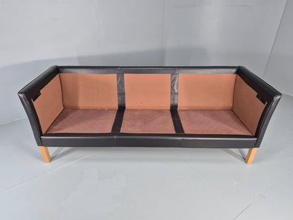 Vintage 3 Seat Sofa Danish Black Leather Mid Century Retro 1980s  EB10471 M3SS11