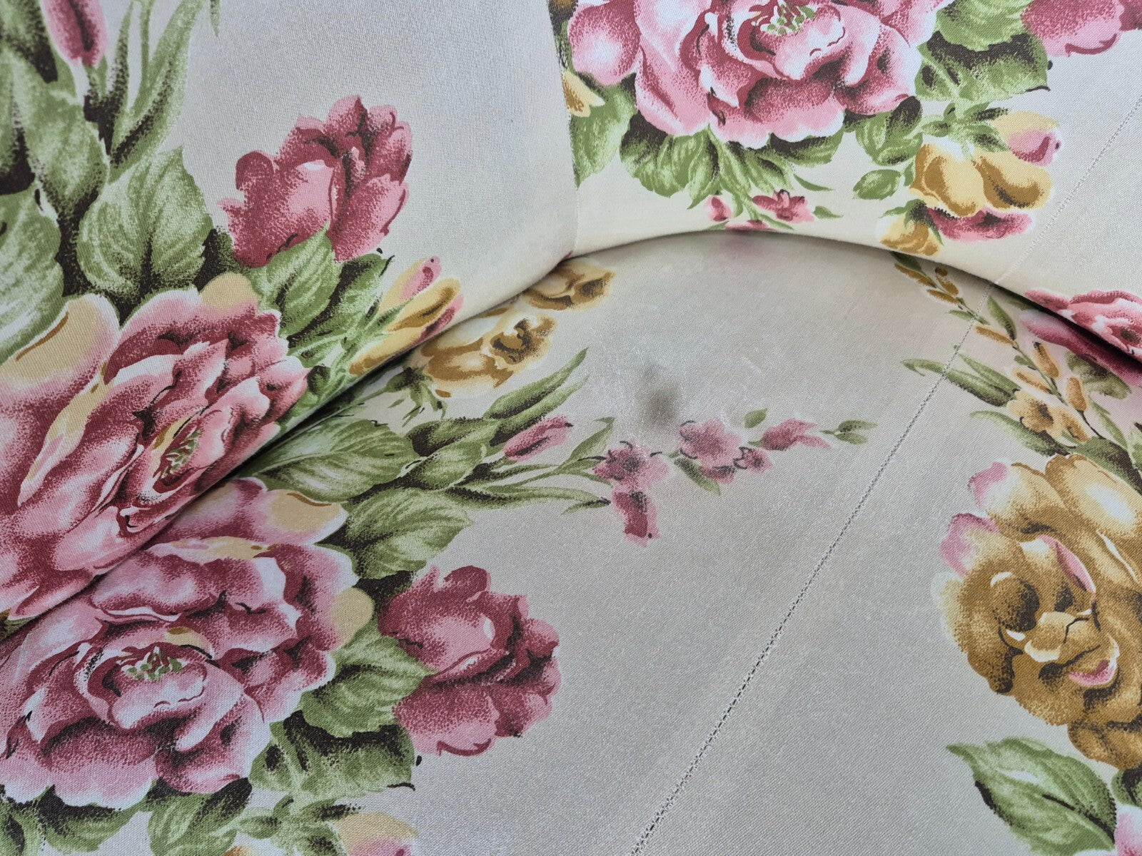 Vintage 3 Seater Sofa Floral Fabric 1950s Mid Century Danish Design EB9542 V3SS - UKDK FURNITURE