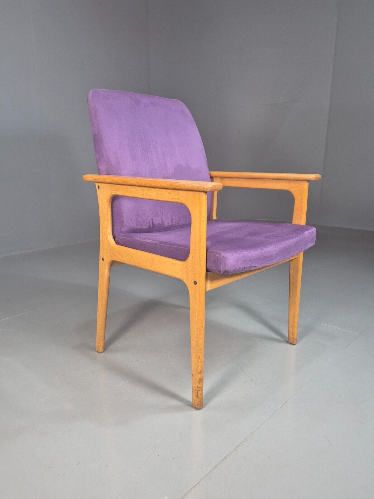 Vintage Danish Elbow Chair Purple Oak Frame O D Mobler Retro MCM EB8000 MNOR - UKDK FURNITURE