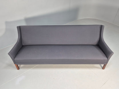 Vintage Danish 3 Seat Sofa Blue Check Cotton Mogensen MCM 1960s EB8589 M3SS - UKDK FURNITURE