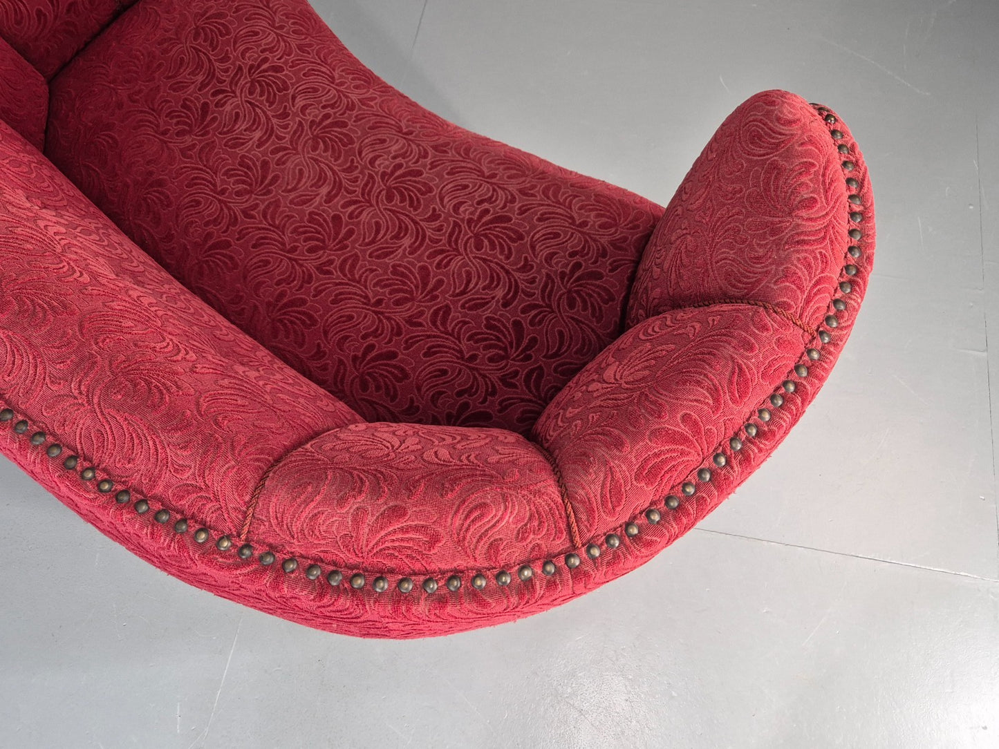 Classic Two Seater Danish Banana Sofa Art Deco 1930s Red Moquette EB10796 V2SS10