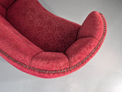 Classic Two Seater Danish Banana Sofa Art Deco 1930s Red Moquette EB10796 V2SS10
