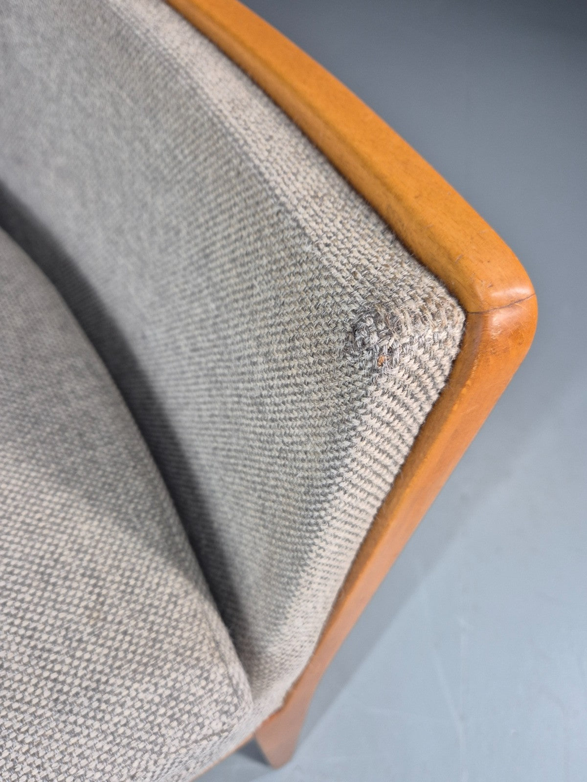 Vintage MIdcentury Lounge Chair 1950s Sweden Retro Grey Wool Beech EB11095 MNOR4