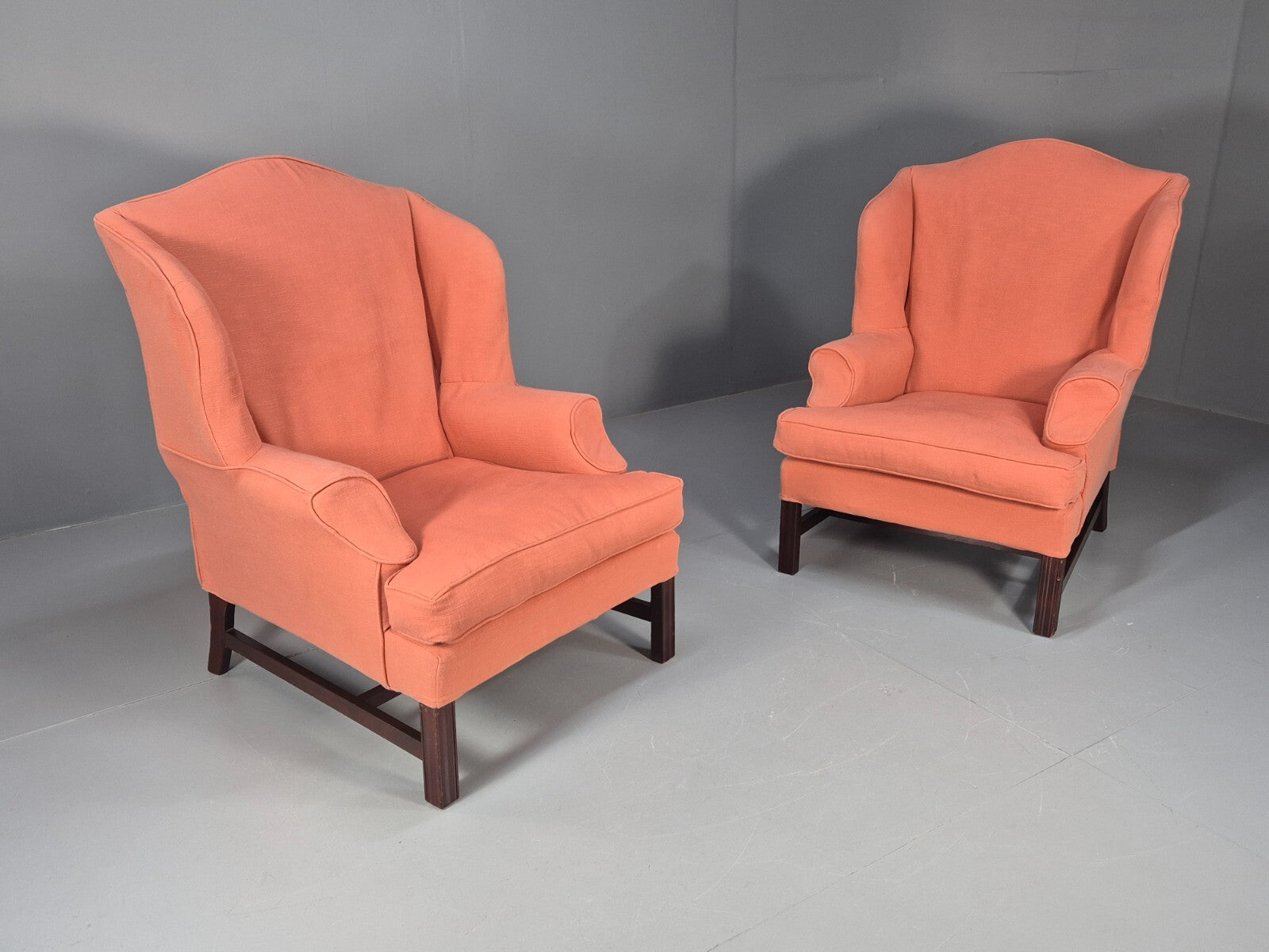 2 Vintage Georgian Style Wingback Armchairs 1950s Reproduction EB9469 VCLO - UKDK FURNITURE
