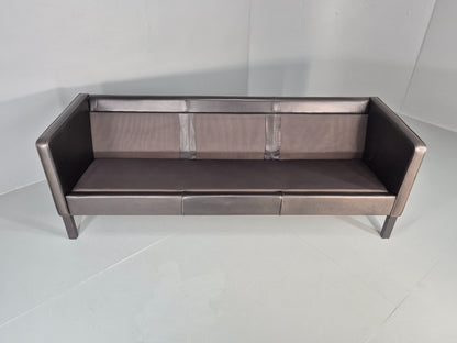 Vintage Danish 3 Seater Black Leather Sofa 1970s Retro Mid Century EB11923 M3SS10