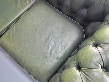 3 Seater Chesterfield Sofa Green Leather Studded Vintage EB11027 VCHE23