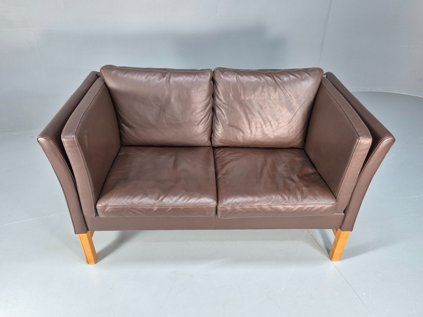 Mid Century Two Seater Sofa Vintage Danish Brown Leather Retro 1970 EB10094 M2SS4