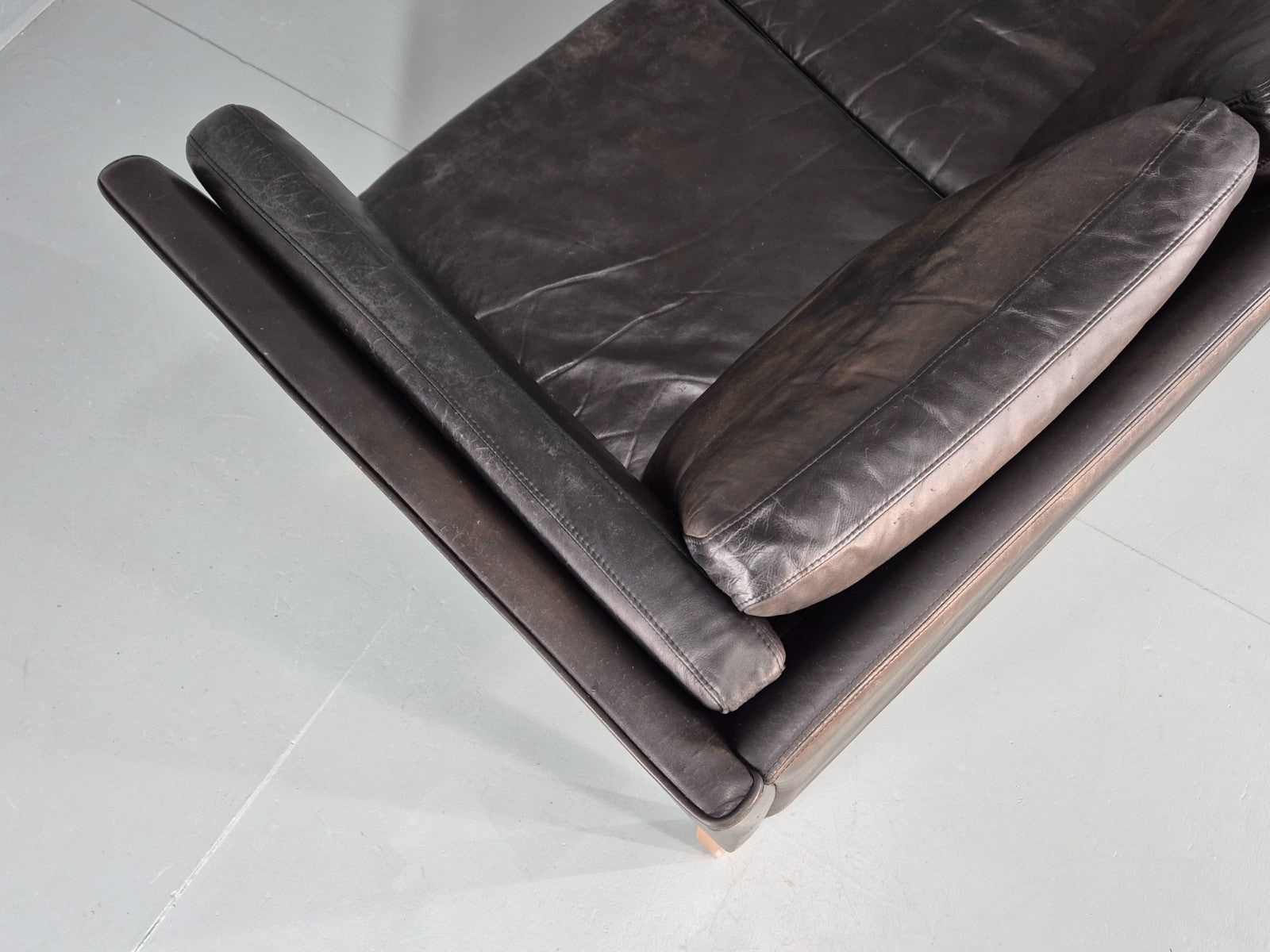 Vintage 3 Seat Sofa Danish Black Leather Vemb MCM Retro 1980s  EB10478 M3SS21