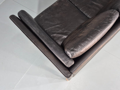 Vintage 3 Seat Sofa Danish Black Leather Vemb MCM Retro 1980s  EB10478 M3SS21