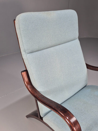 Vintage Danish Lounge Chair Blue Wool Bentwood Stouby 1980s Retro EB8849 NCLO - UKDK FURNITURE