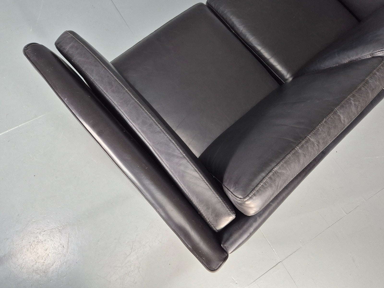 Vintage 2 Seater Settee Danish Retro Black leather and Vinyl EB11640  M2SS16