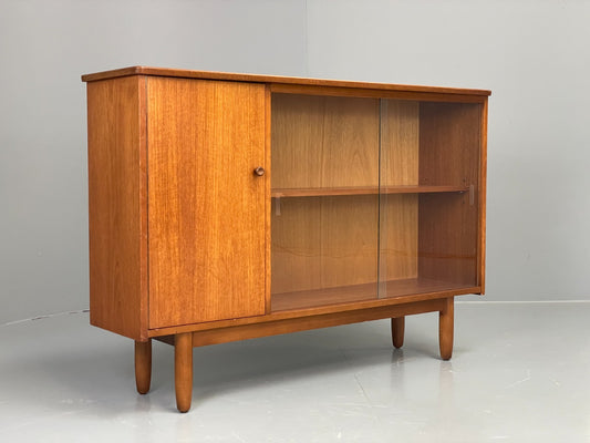 Vintage 1960s Glazed Bookcase Cabinet Teak Shelving Cupboard EB11808 MWOO0