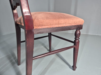 4 1970s Dining Chairs Pink Velour Stylised Regency Style Retro EB11962 VDIN16