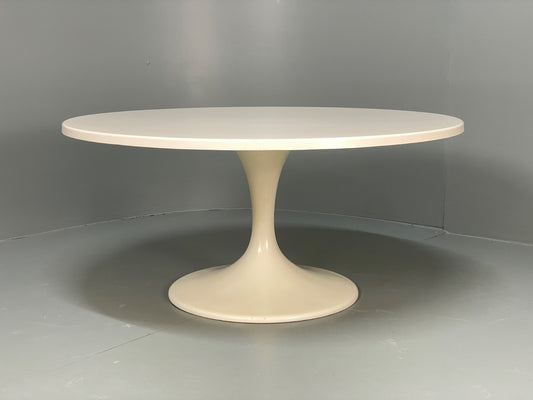 Vintage Round Coffee Table White Fibreglass 1970s Tulip Style EB11237 MWOO0