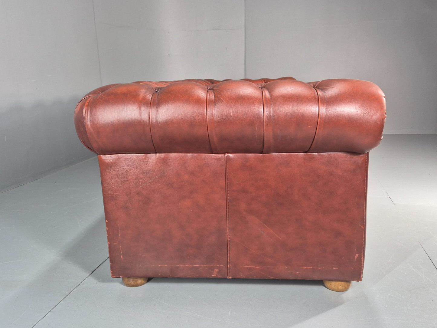 3 Seater Chesterfield Sofa Red Leather Studded Vintage EB10925 VCHE15