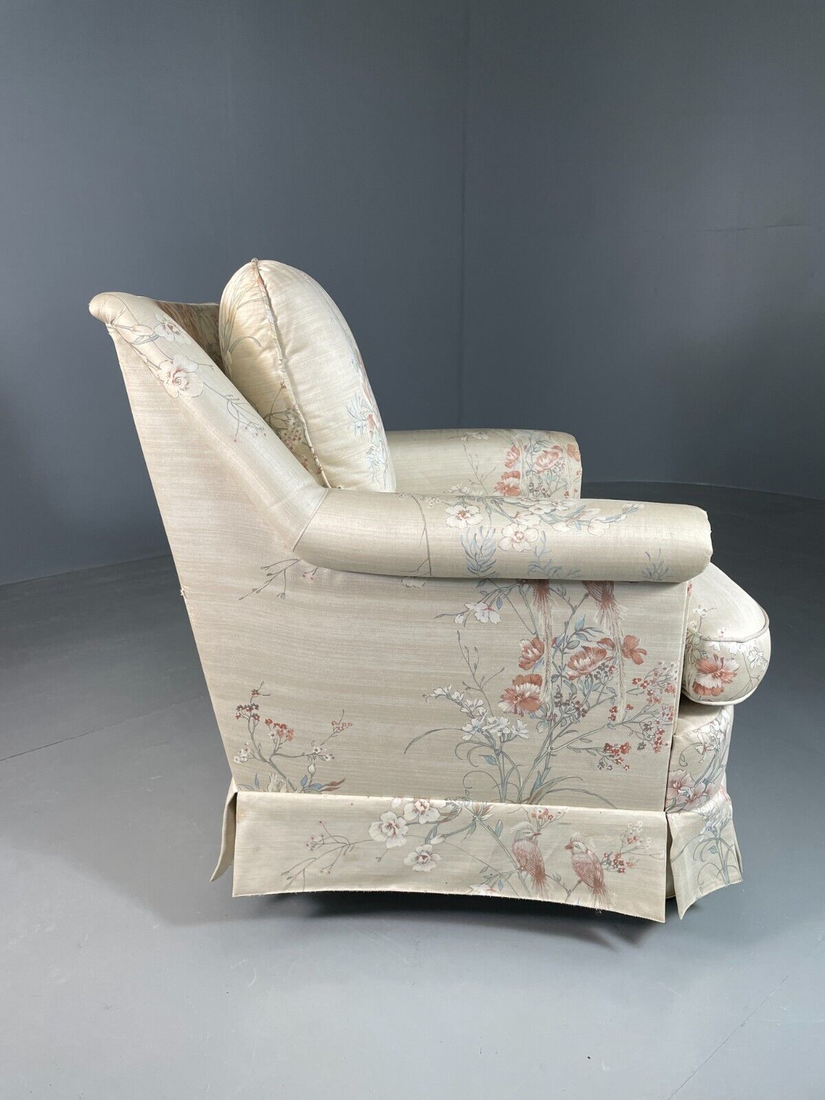 Vintage Danish Lounge Chair Floral Print Cotton 1970s Retro EB6605 VCLO - UKDK FURNITURE