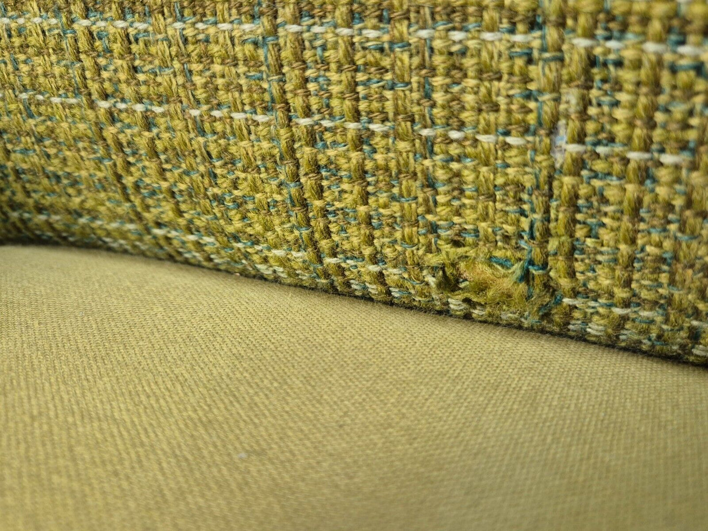 Vintage Danish 2 Seat Sofa Green Wool Teak Arms Retro MCM EB8900 M2SS - UKDK FURNITURE