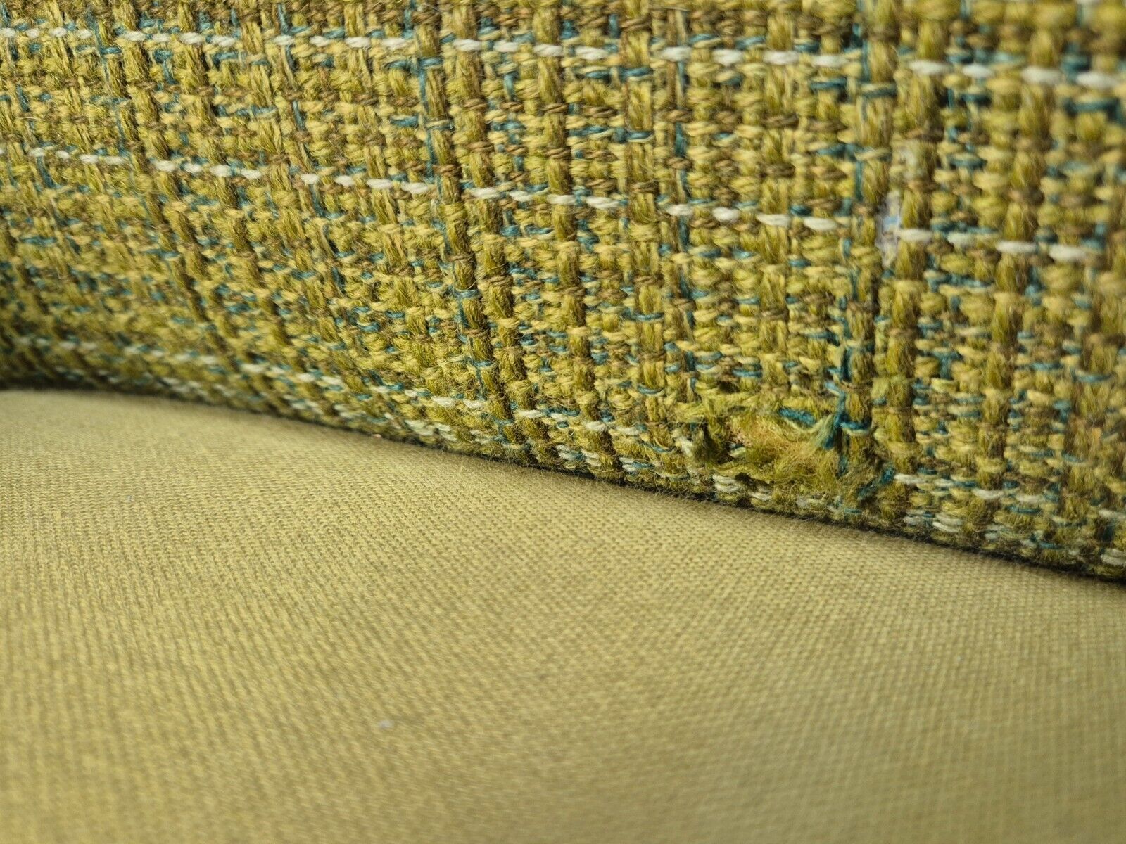 Vintage Danish 2 Seat Sofa Green Wool Teak Arms Retro MCM EB8900 M2SS - UKDK FURNITURE
